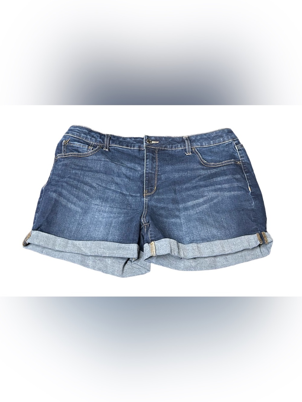 Time and Tru Dark Blue Rolled Hem Jean Shorts